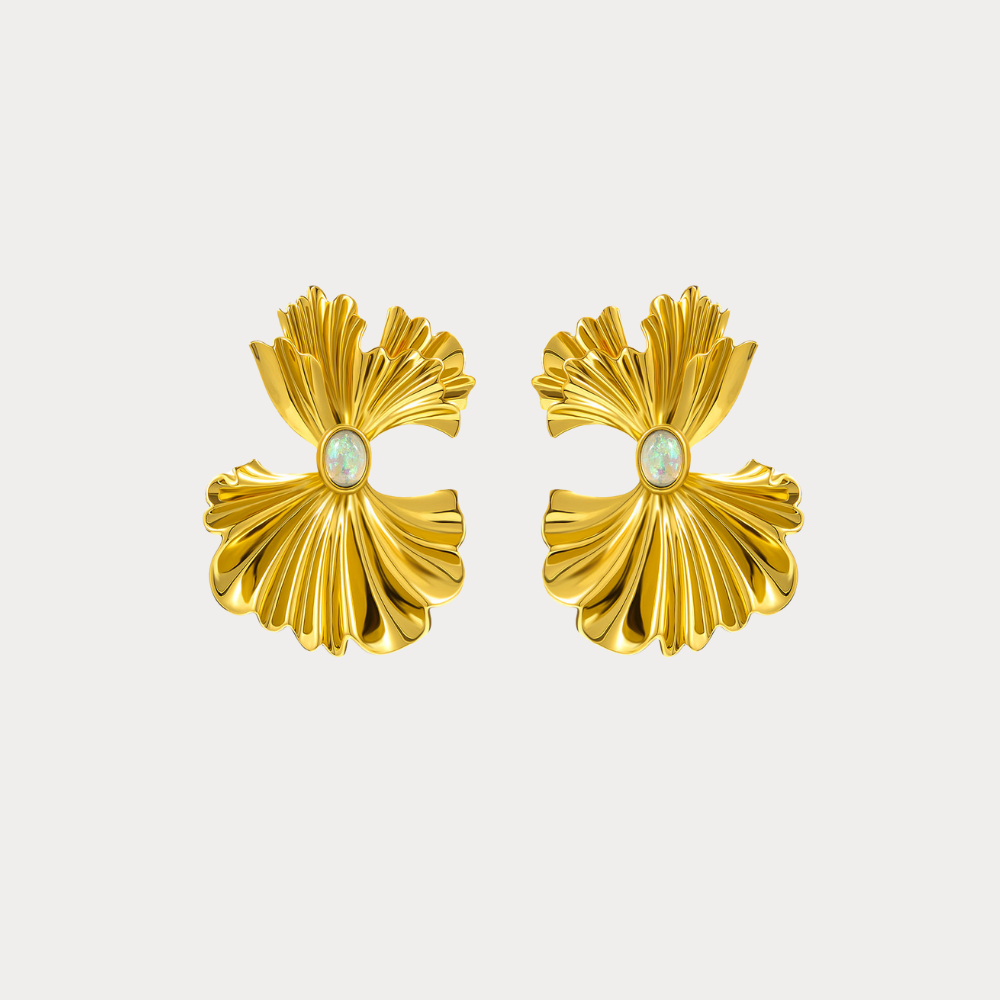 Gold Ginkgo Leaf Earrings