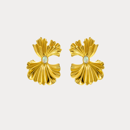 Gold Ginkgo Leaf Earrings
