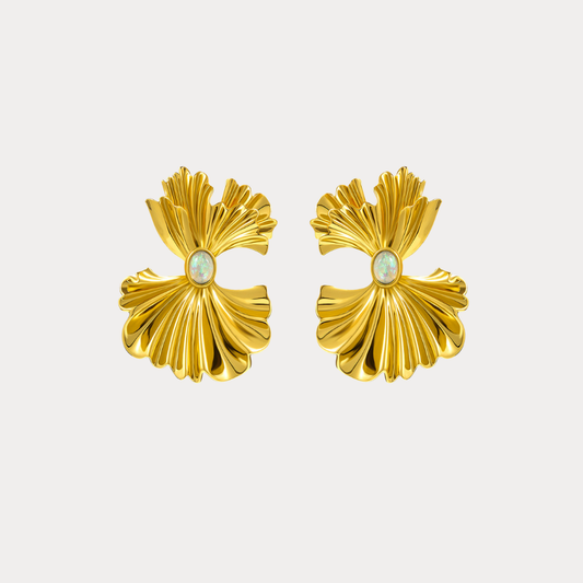 Gold Ginkgo Leaf Earrings