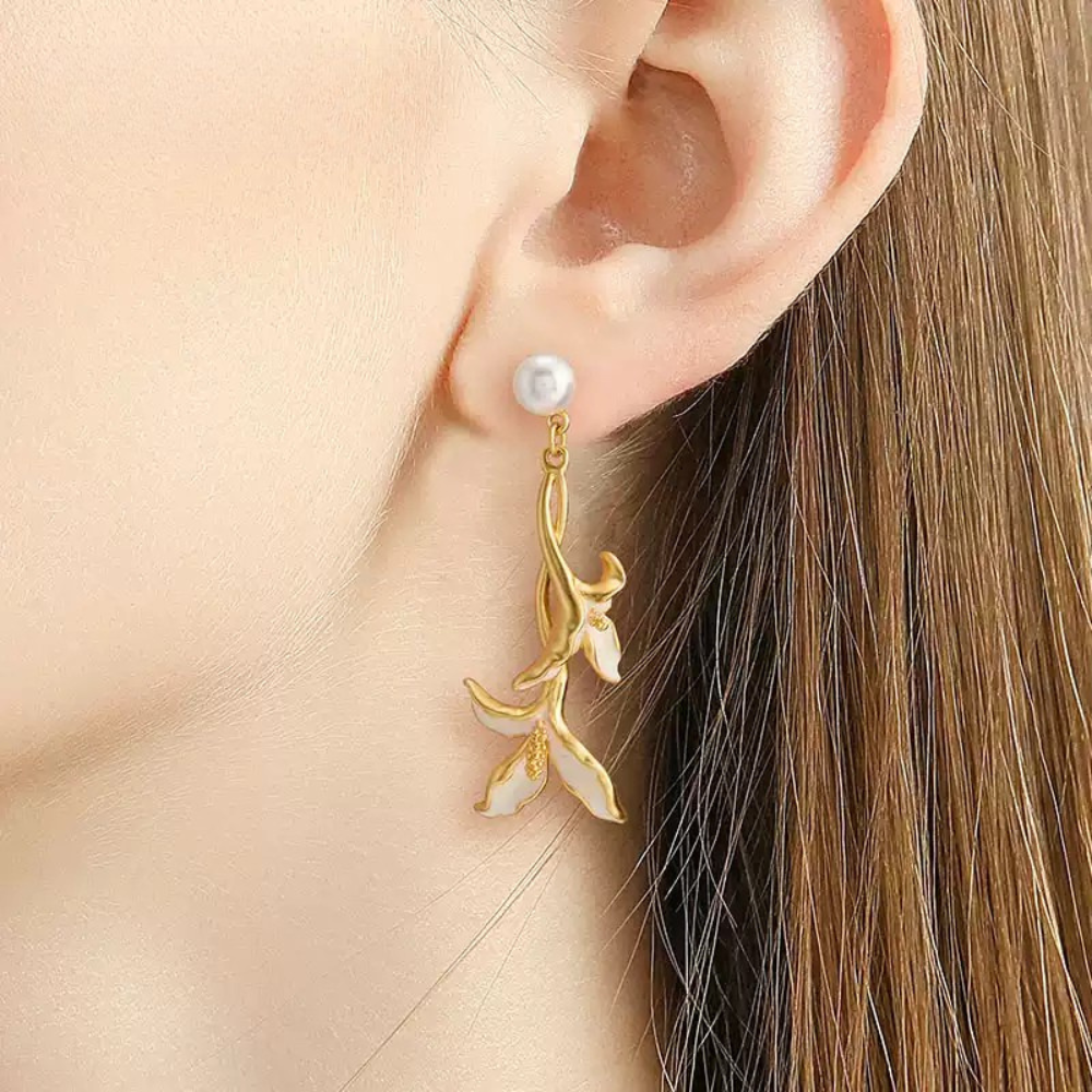 Golden Calla Lily Earrings