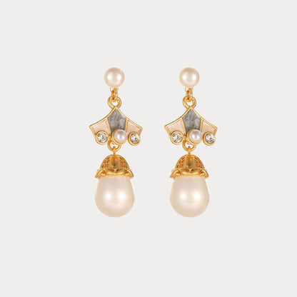 Vintage Petal Pearl Earrings