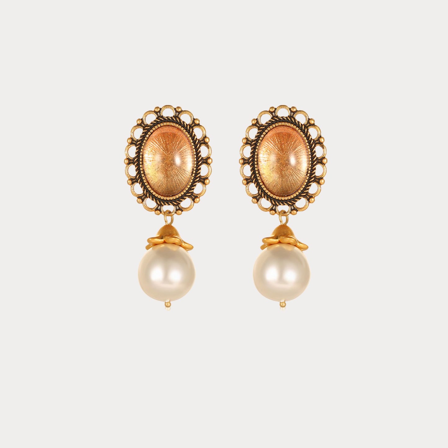 Vintage Lustrous Glazed Orb Earrings