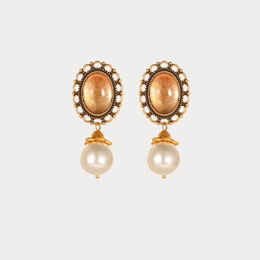 Vintage Lustrous Glazed Orb Earrings