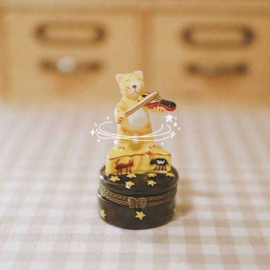 Cat Playing Violin Trinket Box