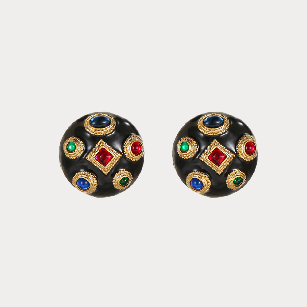 Vintage Gem Dome Earrings