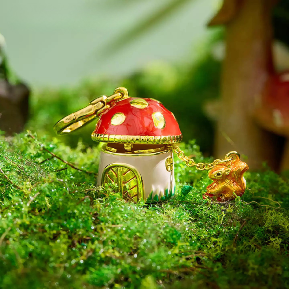 Mushroom House Squirrel Locket Pendant