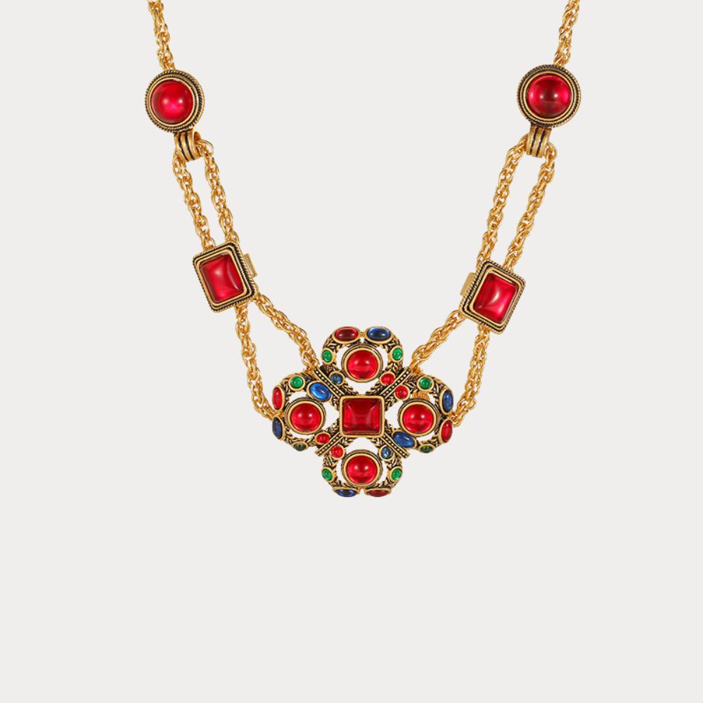 Vintage Scarlet Charm Necklace