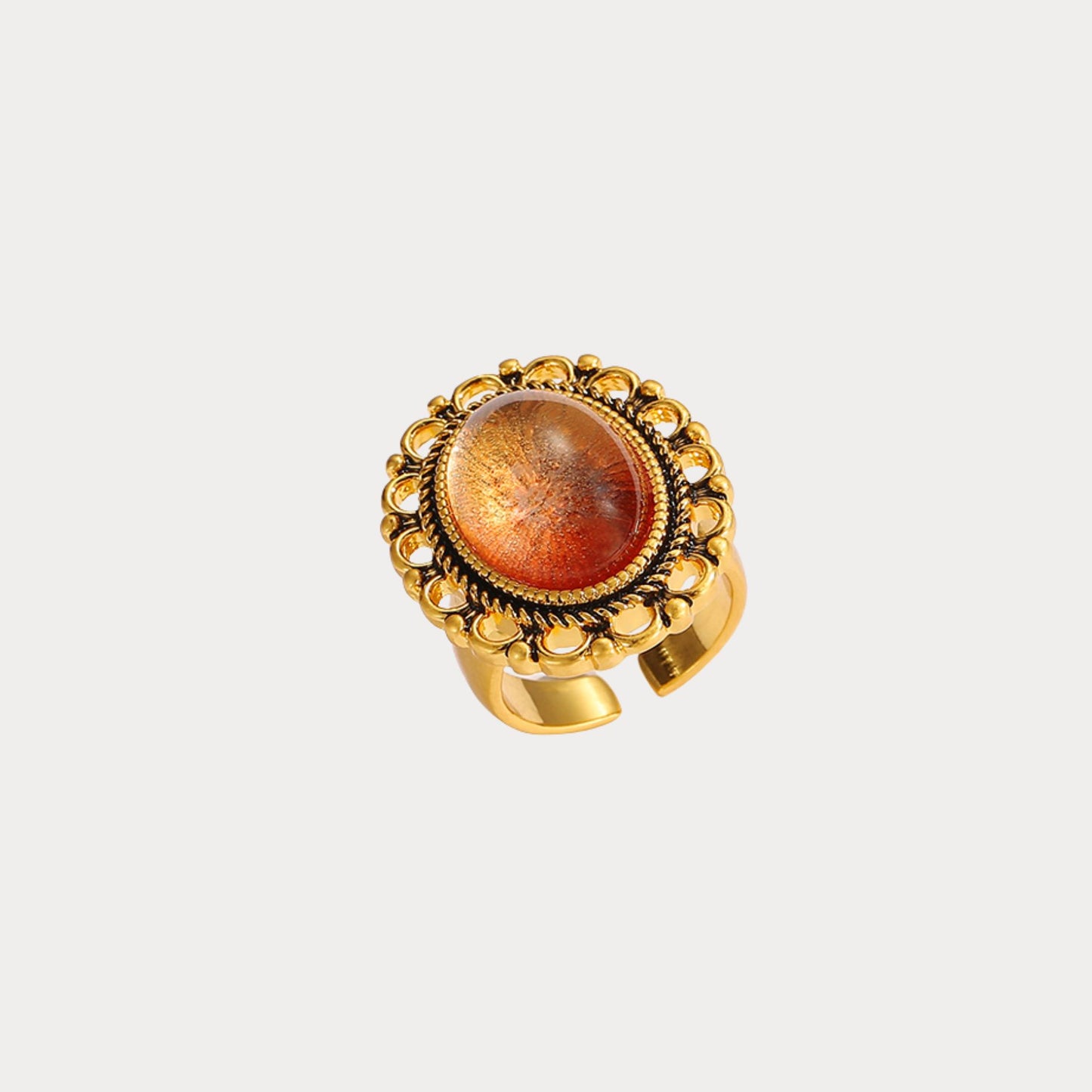 Vintage Lustrous Glazed Orb Ring