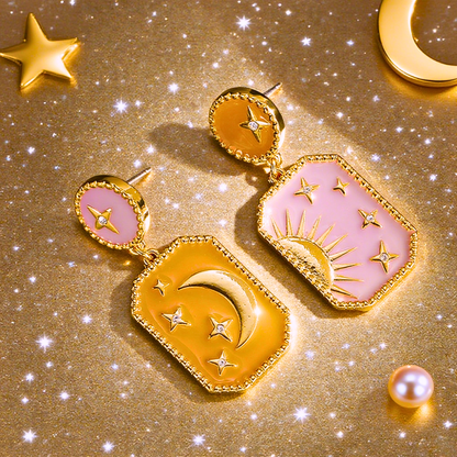 Moon Star Drop Earrings
