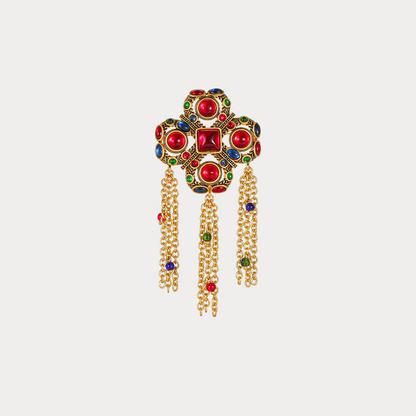 Vintage Scarlet Charm Tassel Brooch