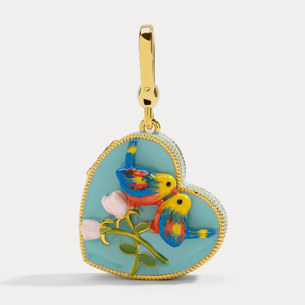 Memorial Box Heart Locket Pendant With Birds