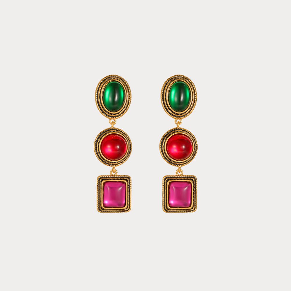 Vintage Scarlet Dangle Earrings
