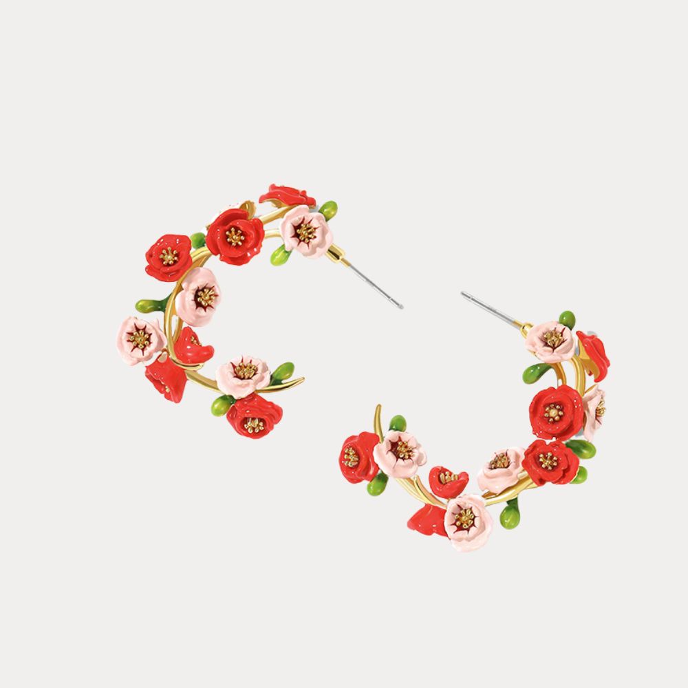 Corn Poppy Hoop Earring