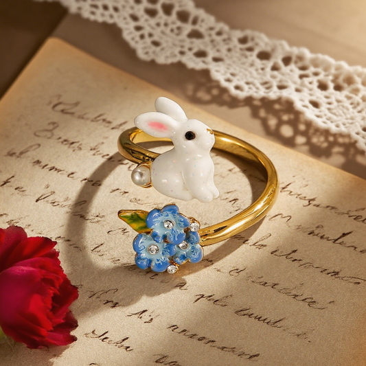 Cute Bunny With Flower Ring