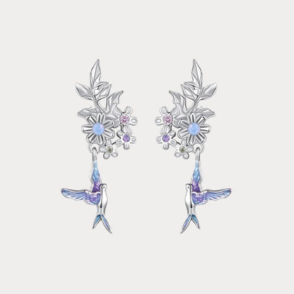 Purple Blossom Bird Earrings