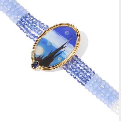 Blue Starry Night Bead Bracelet