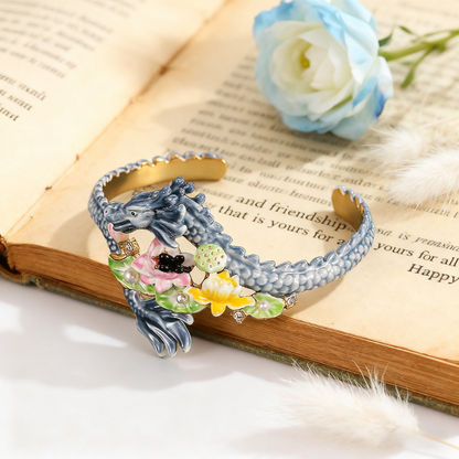 Dragon Lotus Cuff Bracelet