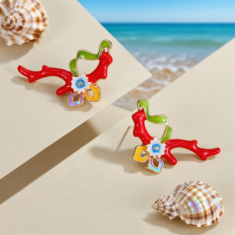 Seagrass Coral Earrings