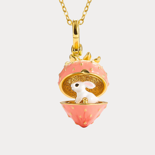 Strawberry Bunny Locket Pendant