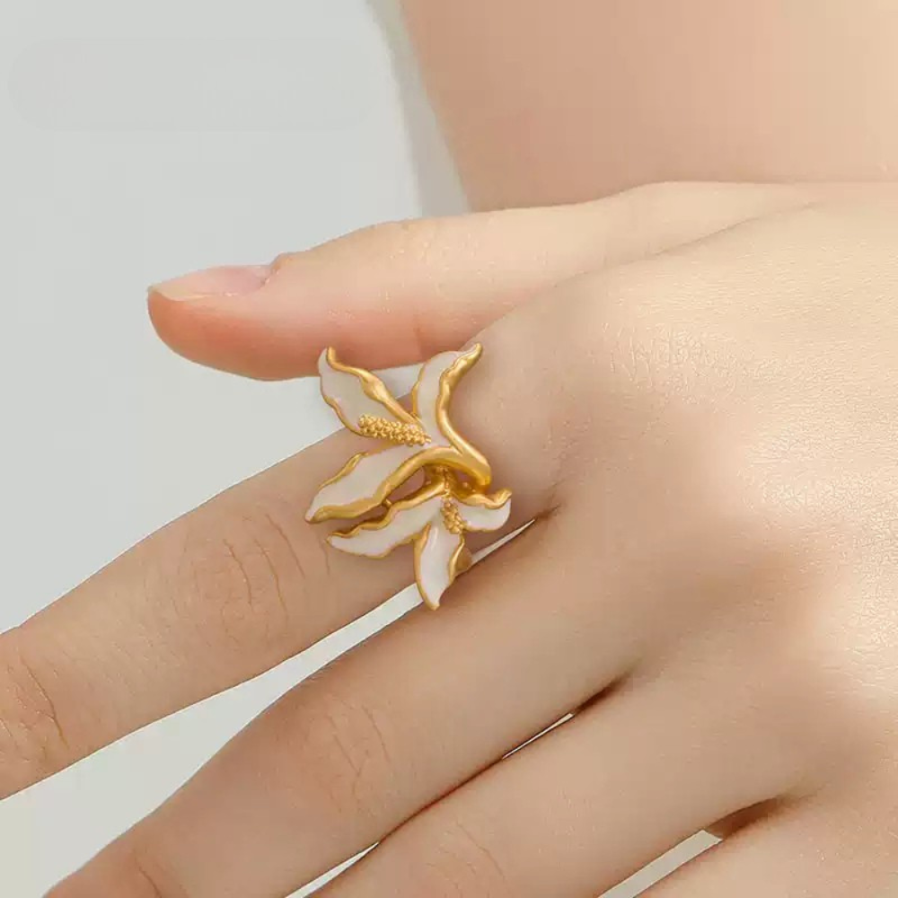 Golden Calla Lily Ring