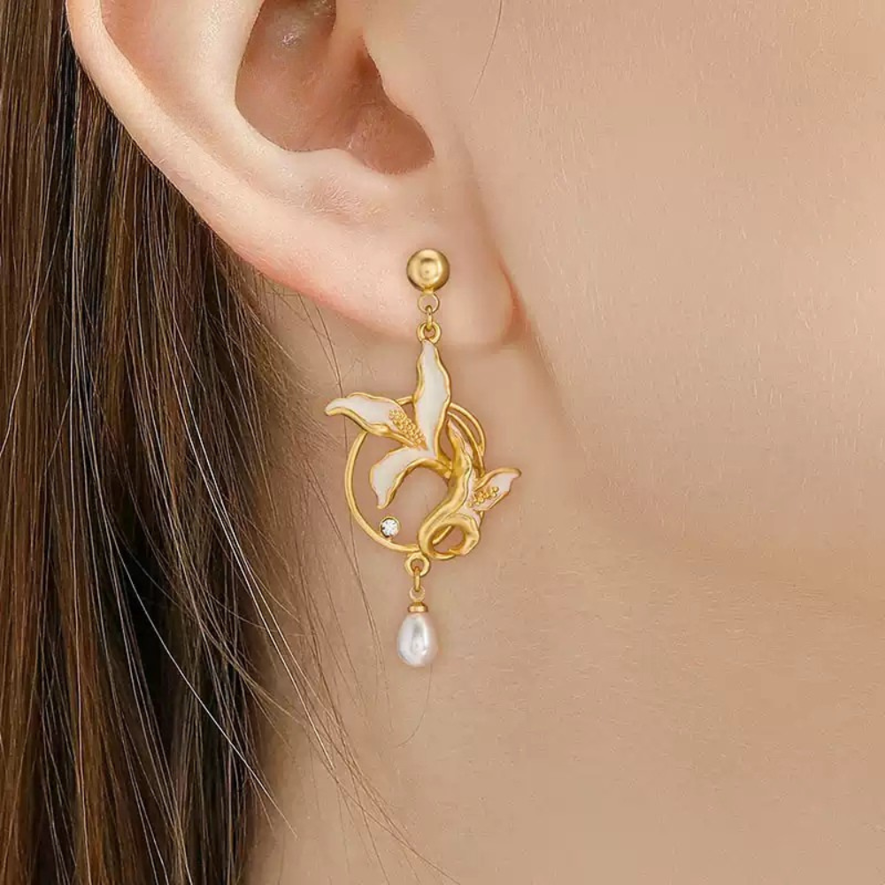 Golden Calla Lily Earrings