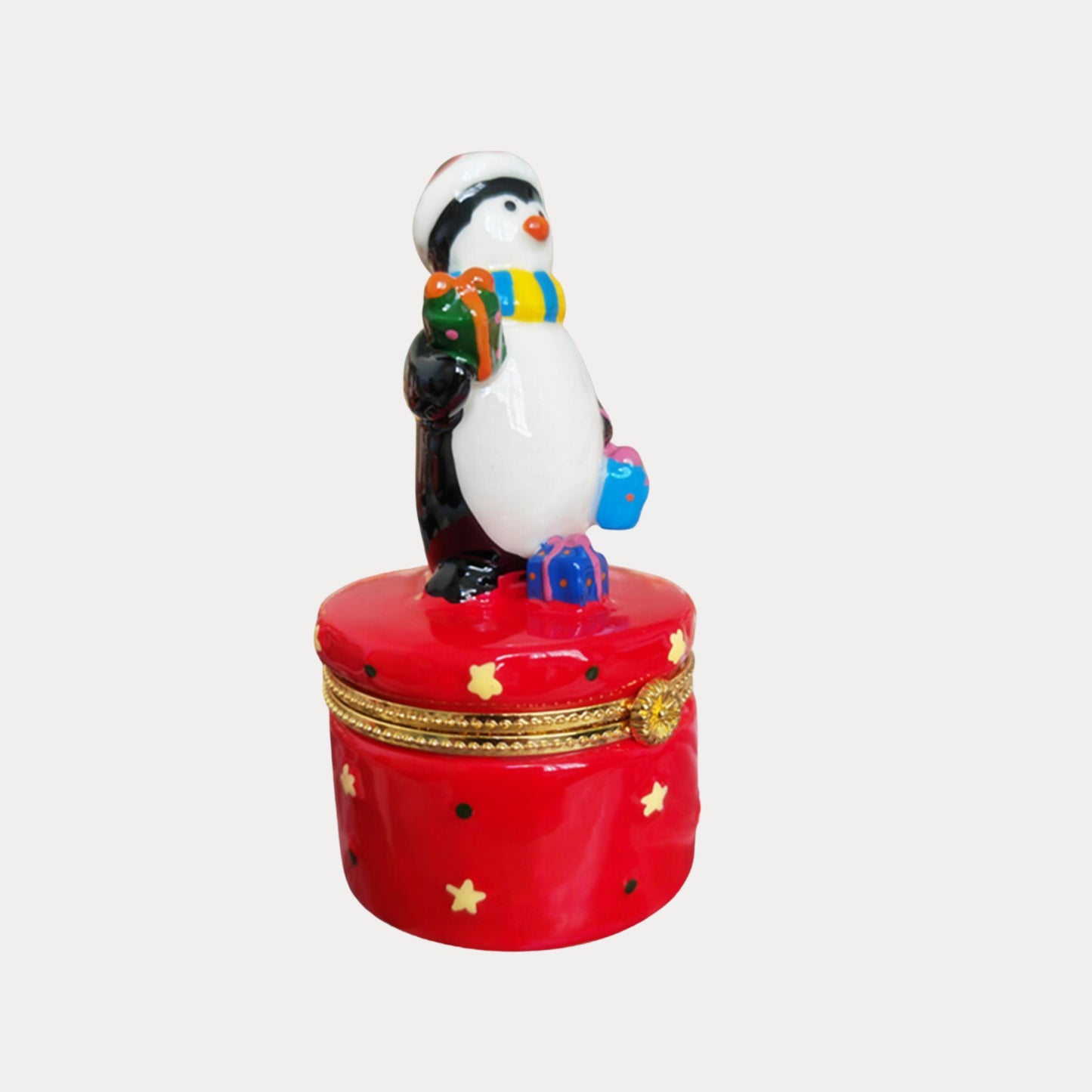 Festive Penguin Trinket Box