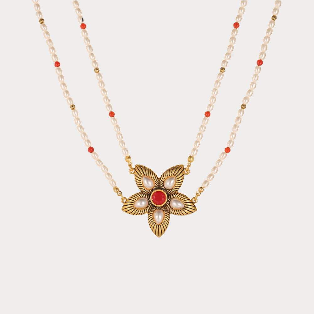 Vintage Bloom Pearl Beaded Necklace