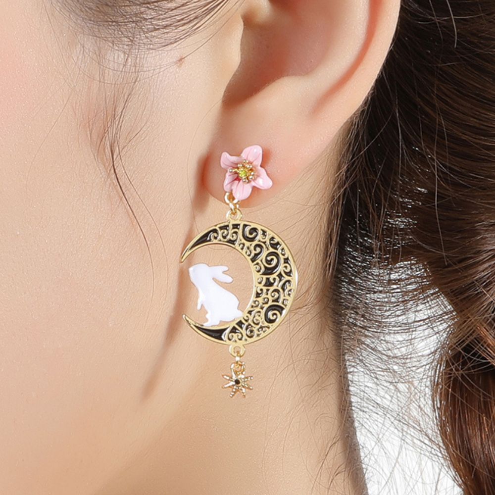 Rabbit & Moon Earring