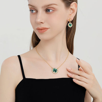 Four-Leaf Clover Coin Huggie Earrings