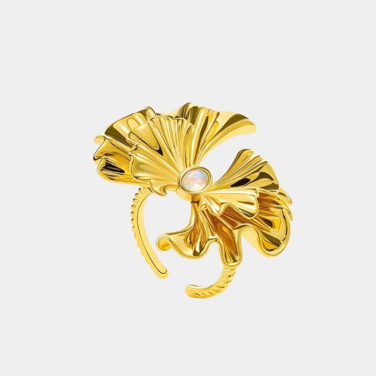 Gold Ginkgo Leaf Ring