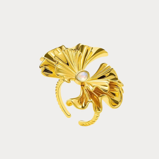 Gold Ginkgo Leaf Ring