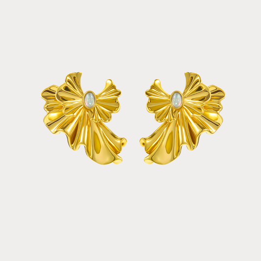 Gold Ginkgo Leaf Earrings