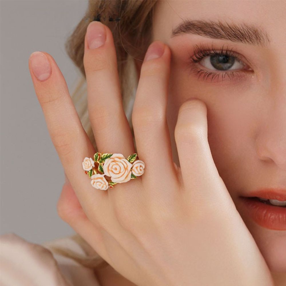 Champagne Rose Flower Ring