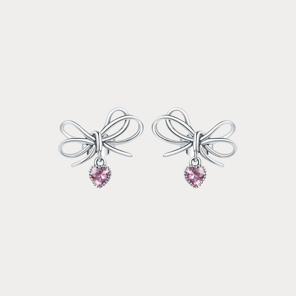 Christmas Bow Heart Earrings