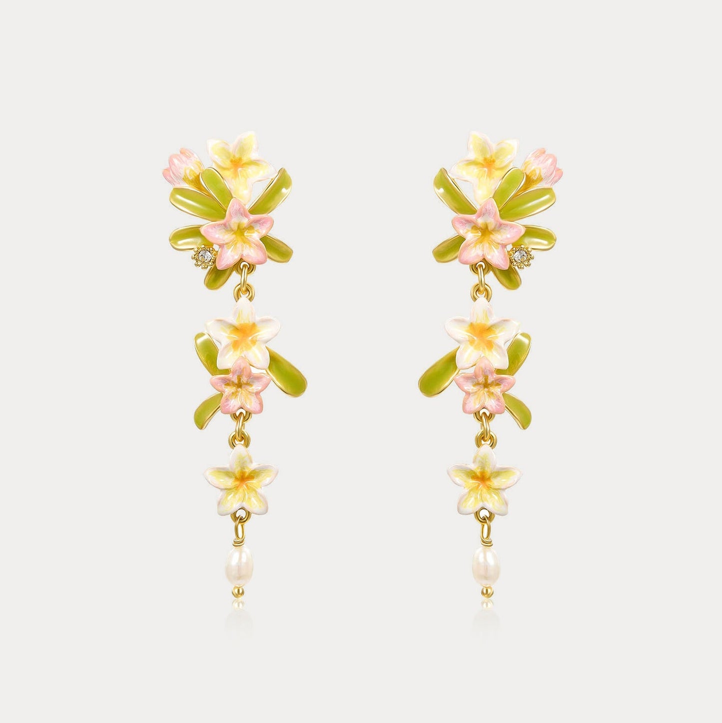 Plumeria Pearl Drop Earrings