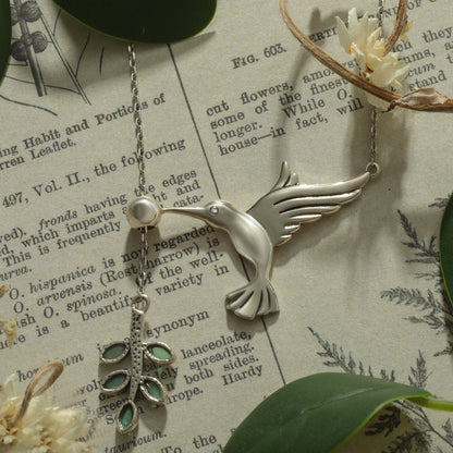 Hummingbird & Olive Branch Necklace