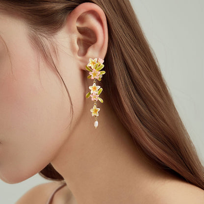 Plumeria Pearl Drop Earrings