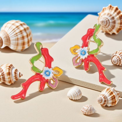 Seagrass Coral Earrings