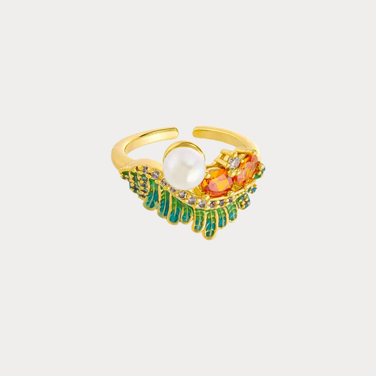 Emerald Feather Ring
