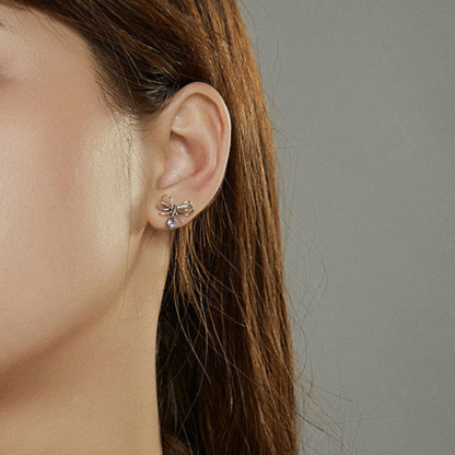 Christmas Bow Heart Earrings