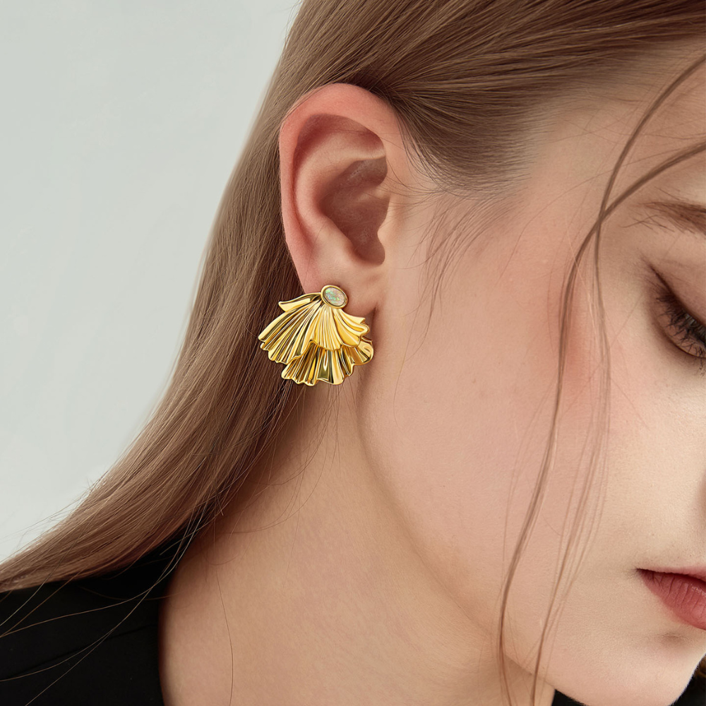 Gold Ginkgo Leaf Earrings