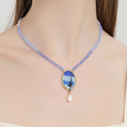 Blue Starry Night Bead Necklace