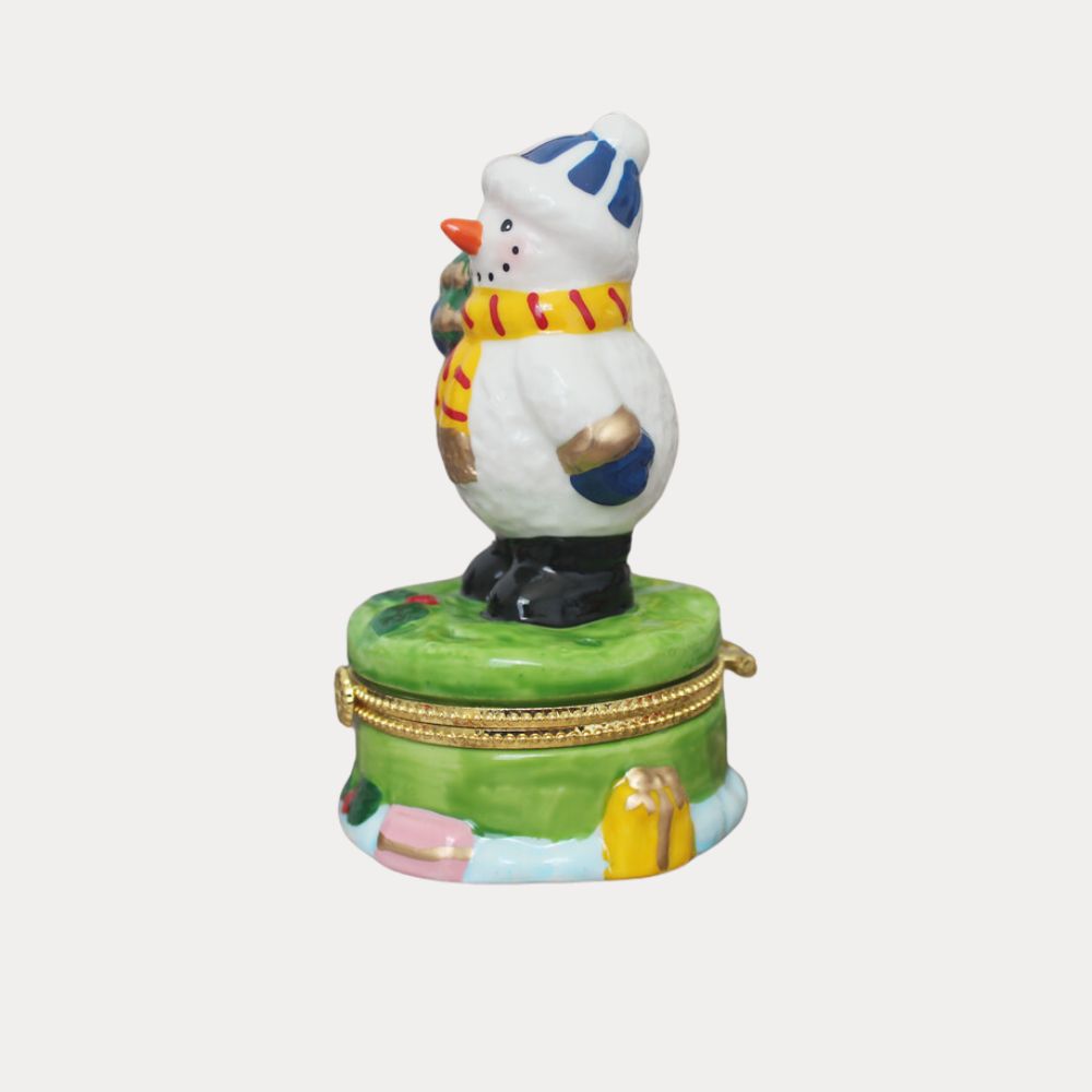 Snowman with Christmas Tree Trinket Box