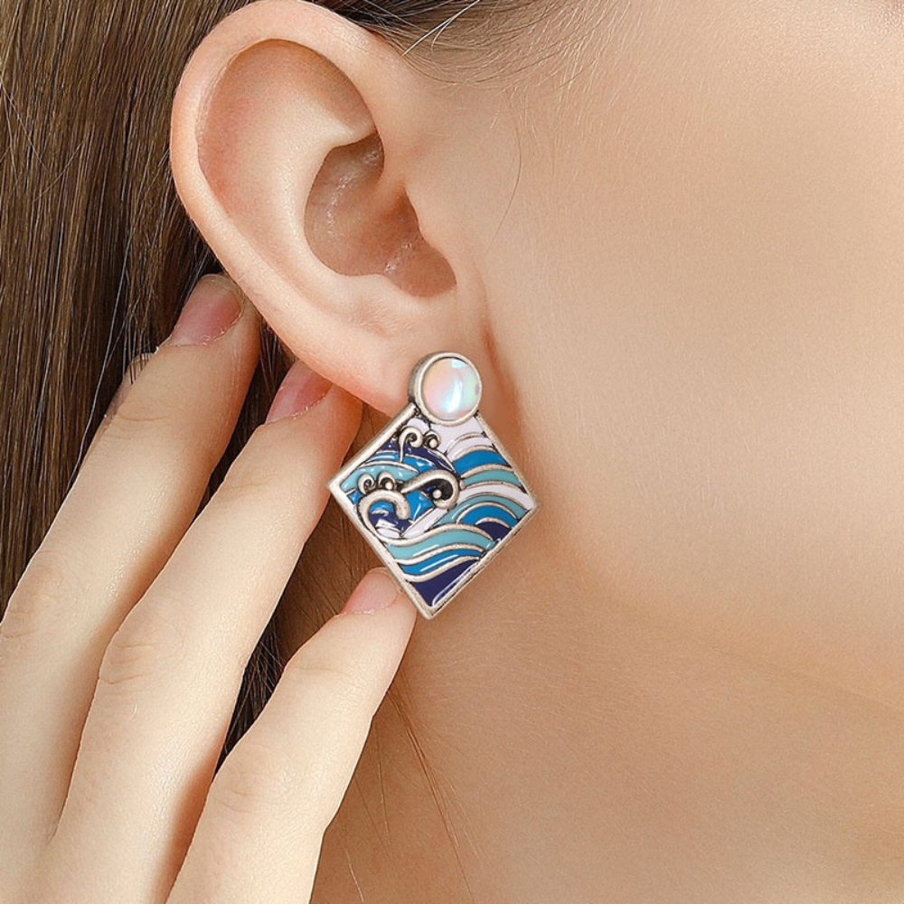 Moonlit Ocean Stud Earrings