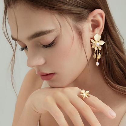 White Iris Flower Earrings