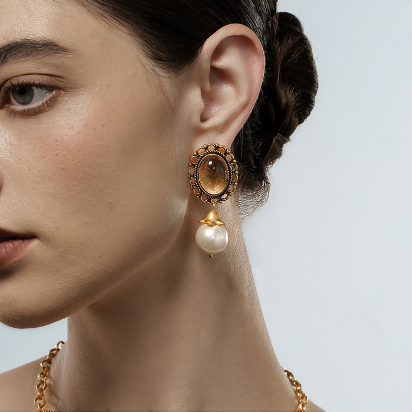 Vintage Lustrous Glazed Orb Earrings