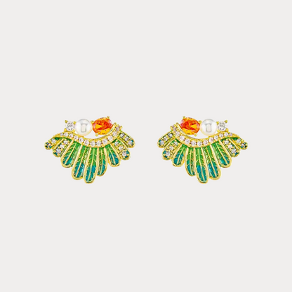 Emerald Feather Earrings