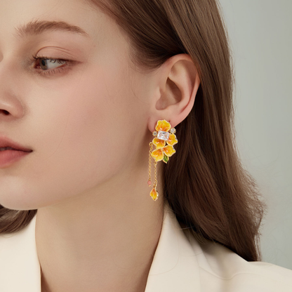 Golden Pansy Stud Earrings