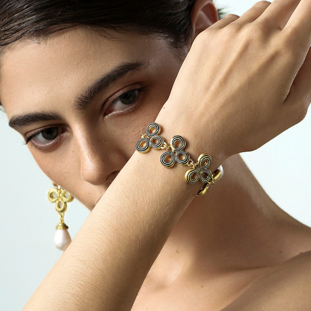 Vintage Triple Petal Charm Bracelet