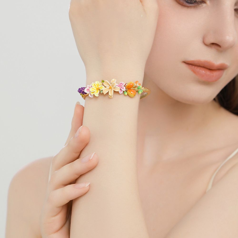 Sweet Grape Flower Cuff Bracelet